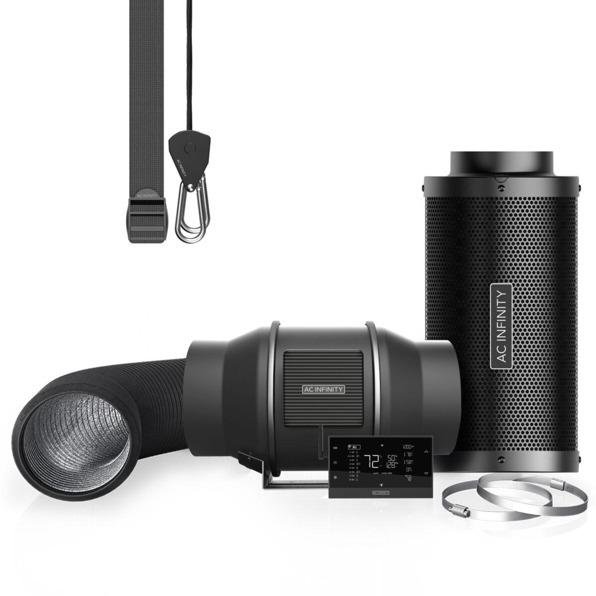 Int Kit Fan Combo Kit PRO 200mm inline fan with AI+ controller and activated carbon ...