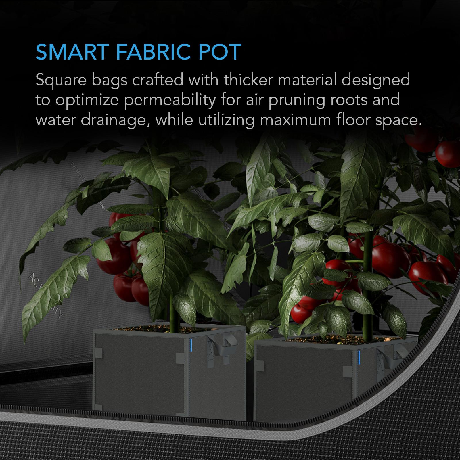 AC Infinity Heavy Duty Reusable Square Fabric Pots 19 L pack of 5 - Image 3