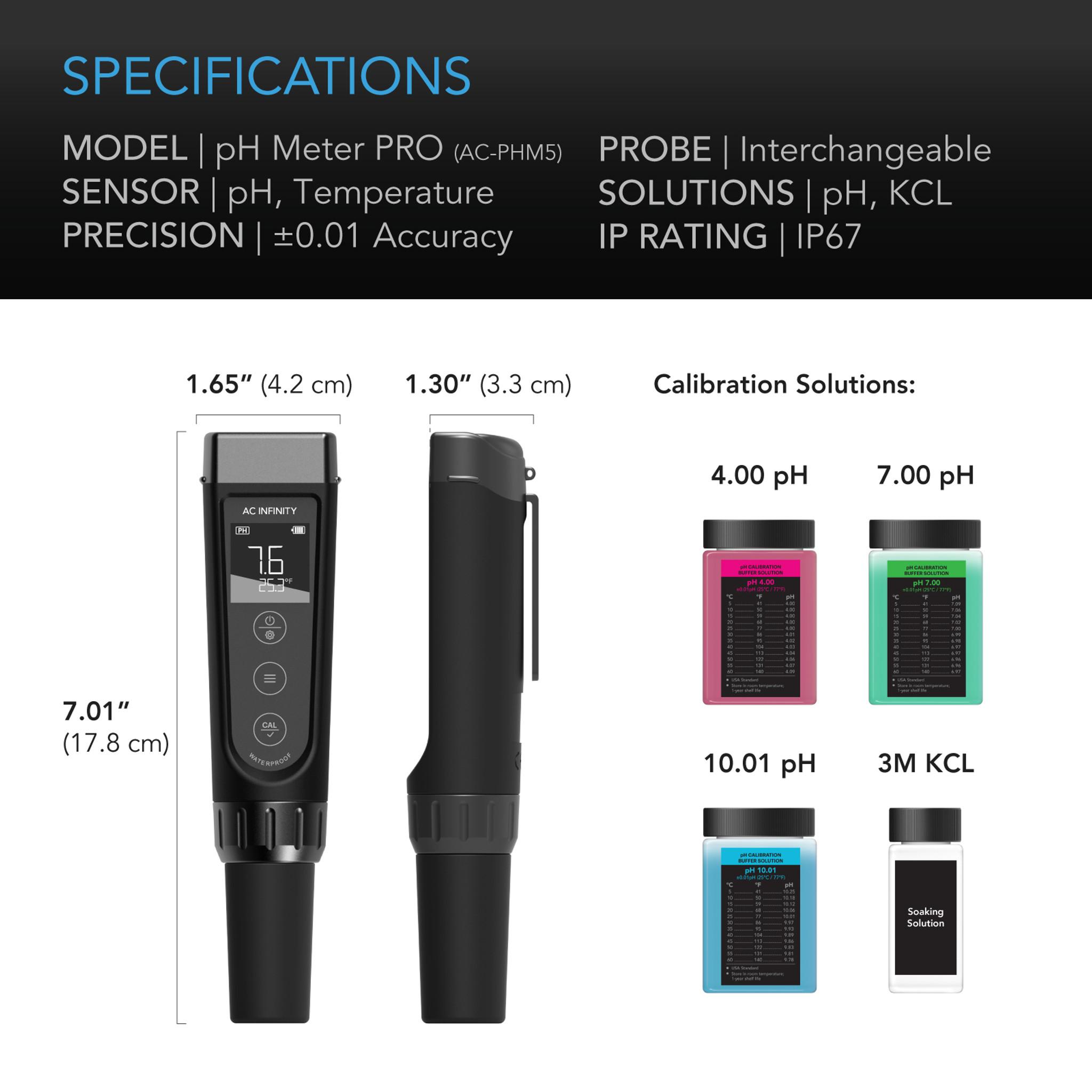 AC Infinity pH Meter PRO Kit Interchangeable Probe - slika 6