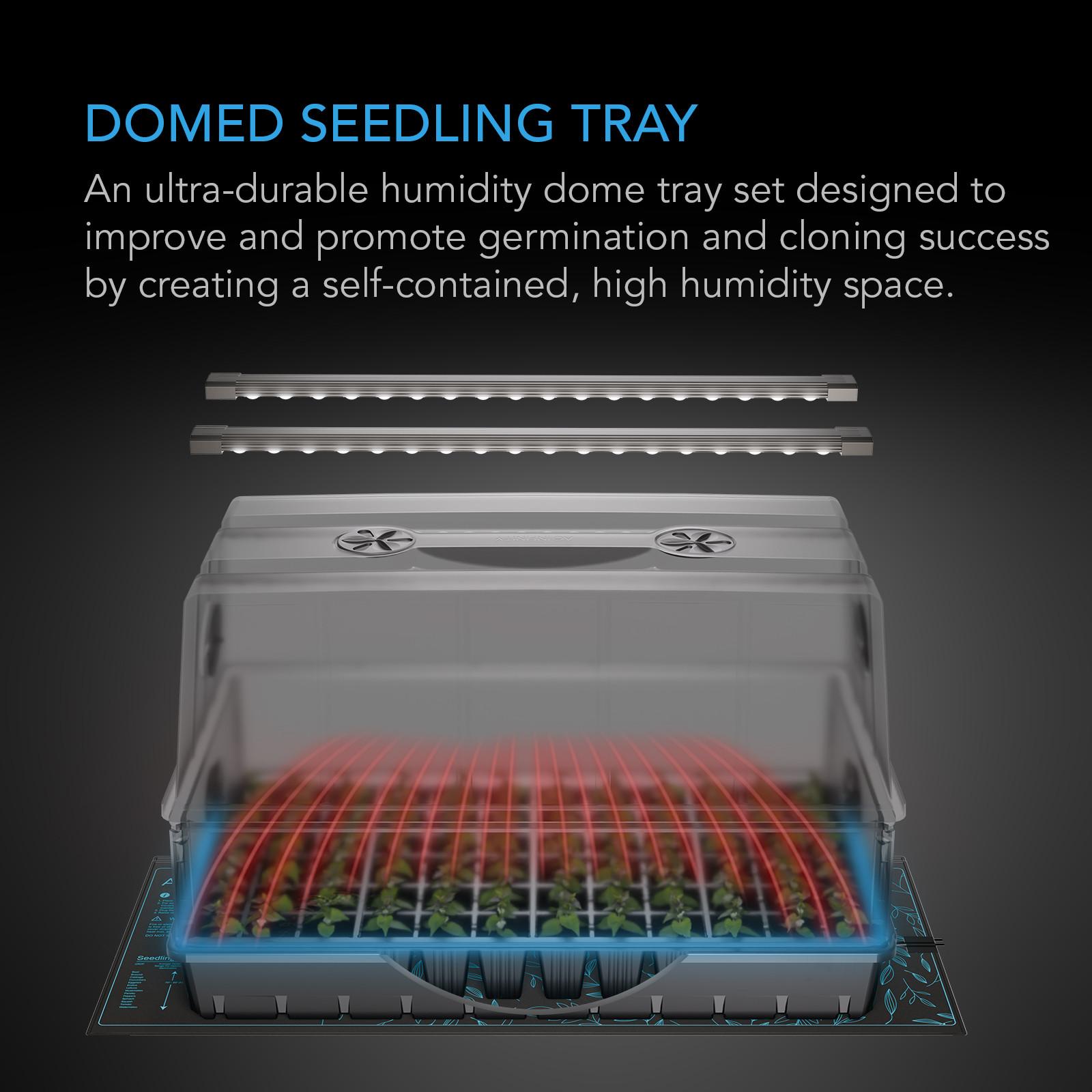 AC Infinity Heavy-Duty Humidity Dome Germination Kit with LED Lighting 28W and Heating Mat – 53.3×27.4cm - Image 5