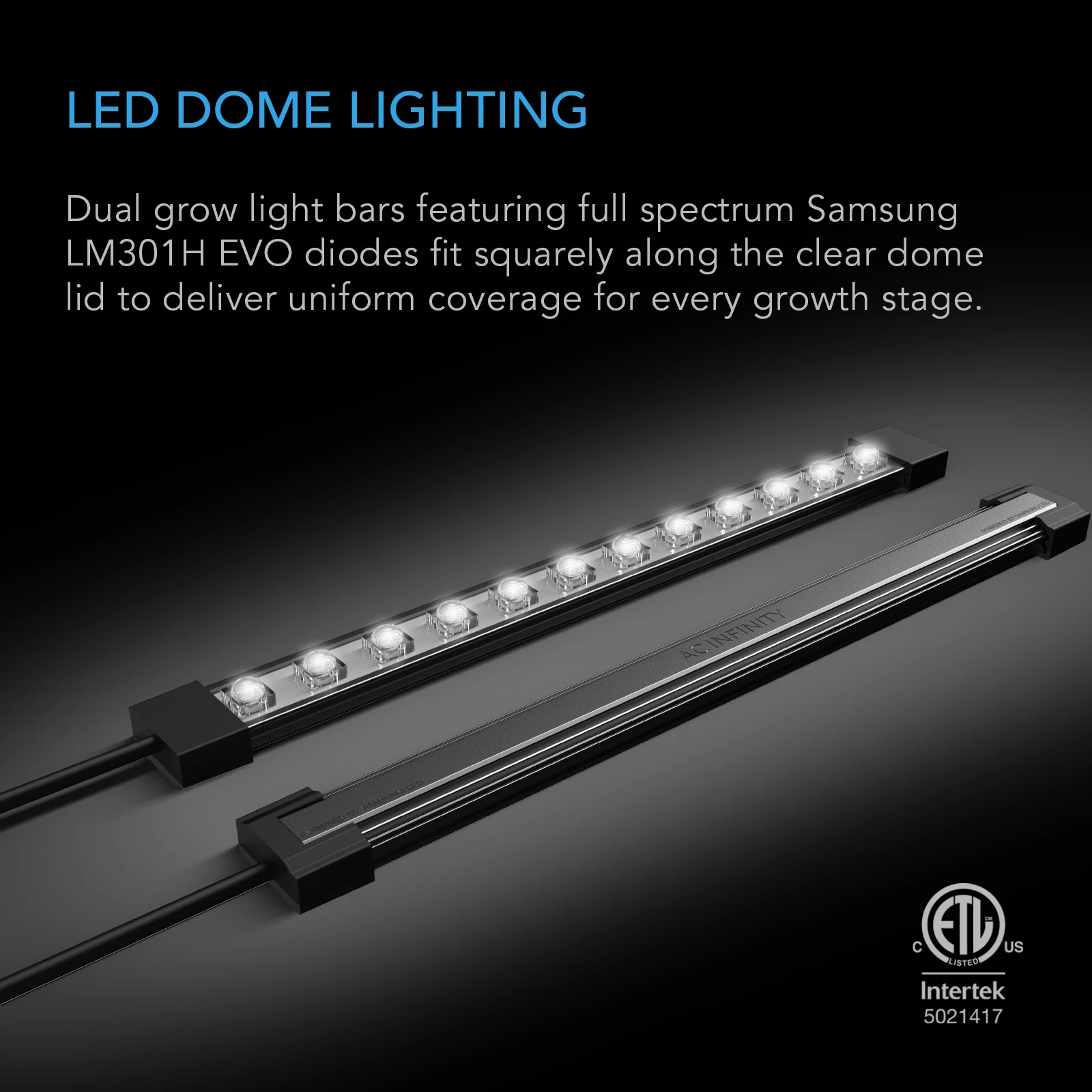 AC Infinity Heavy-Duty Humidity Dome Germination Kit with LED Lighting 28W and Heating Mat – 53.3×27.4cm - Image 3