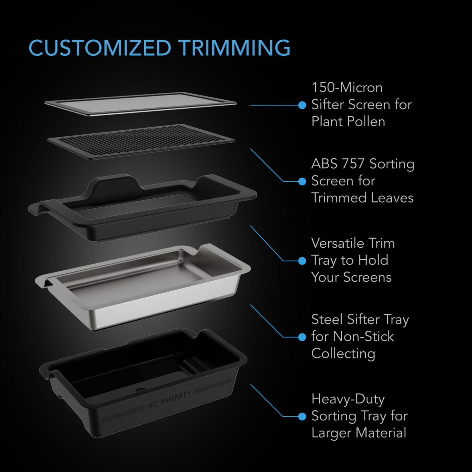 AC Infinity Large Trim Tray System 3-Tray & 2-Screen Kit